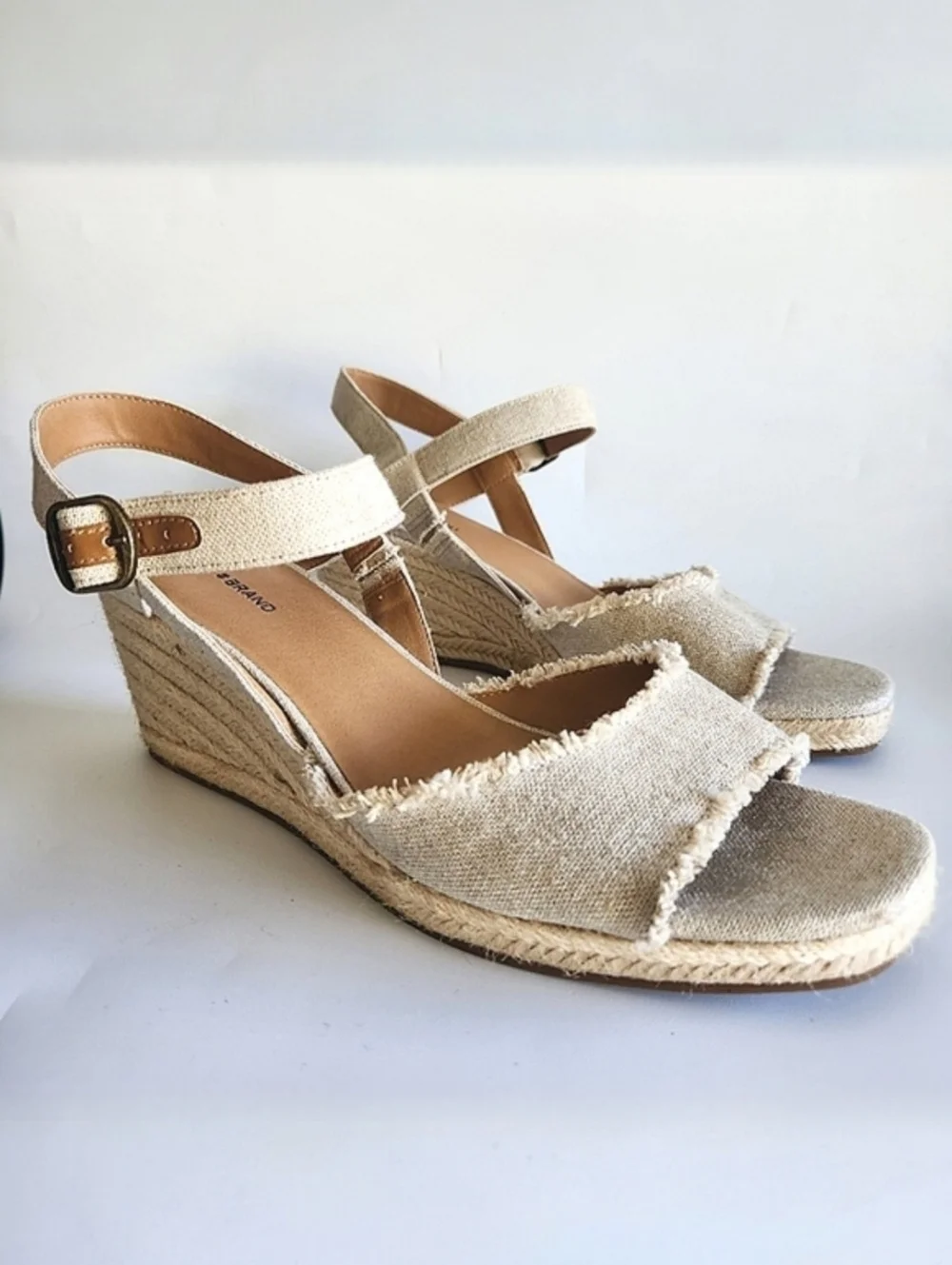 Lucky Brand Mindra Espadrille Wedge Sandal Size 12 Natural Frayed